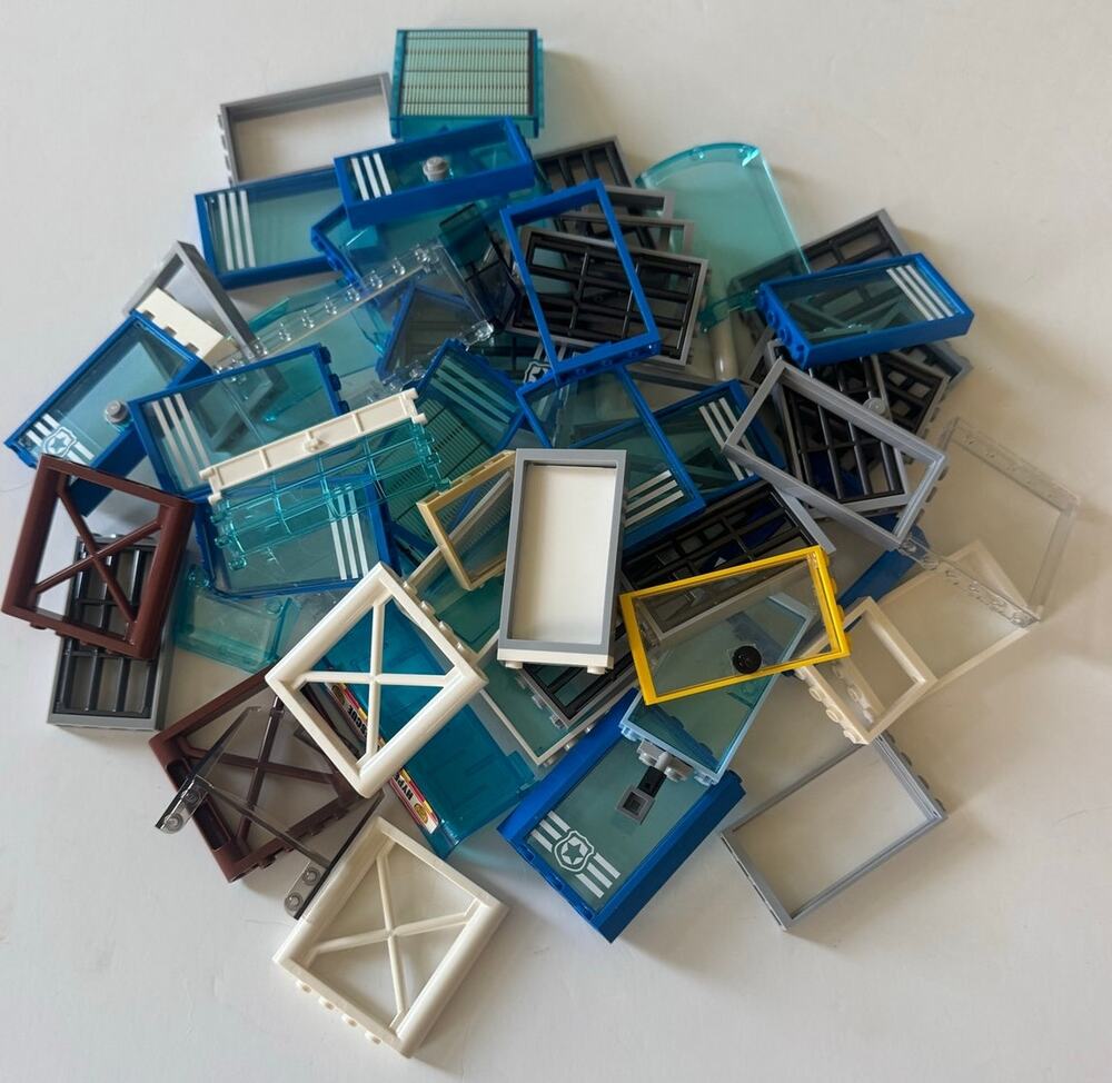 Lot of LEGO City Windows/Windshields/Jail Cells/Gates AS IS/AS PICTURED